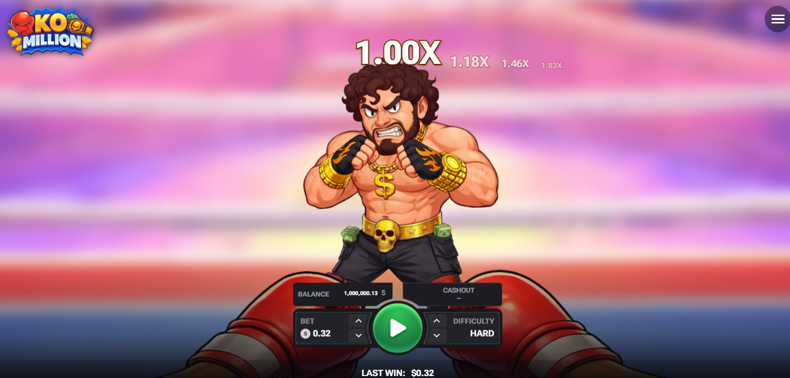 Pugile e moltiplicatore nella schermata di KO Million