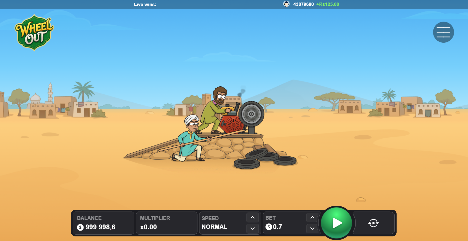 Partenza di Wheel Out con pneumatico e motore nel deserto