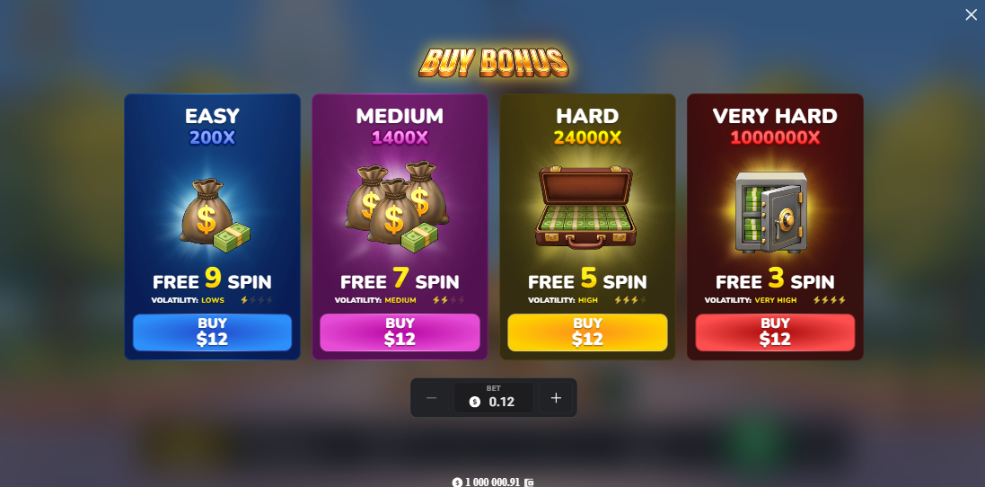 Le quattro opzioni Bonus Buy con giri gratis di MegaBlock Empire