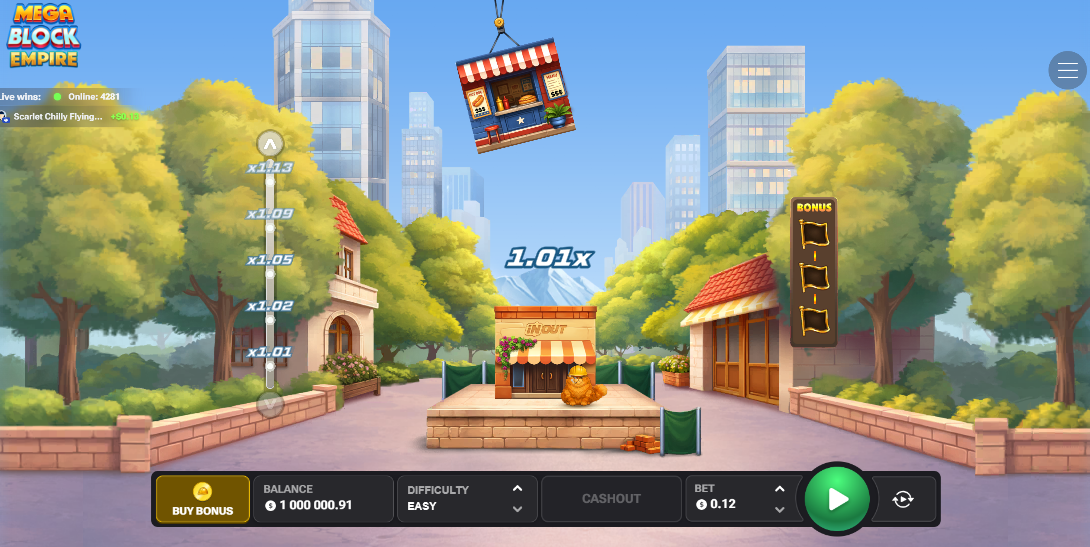 Gru e moltiplicatore nella schermata di gioco di MegaBlock Empire