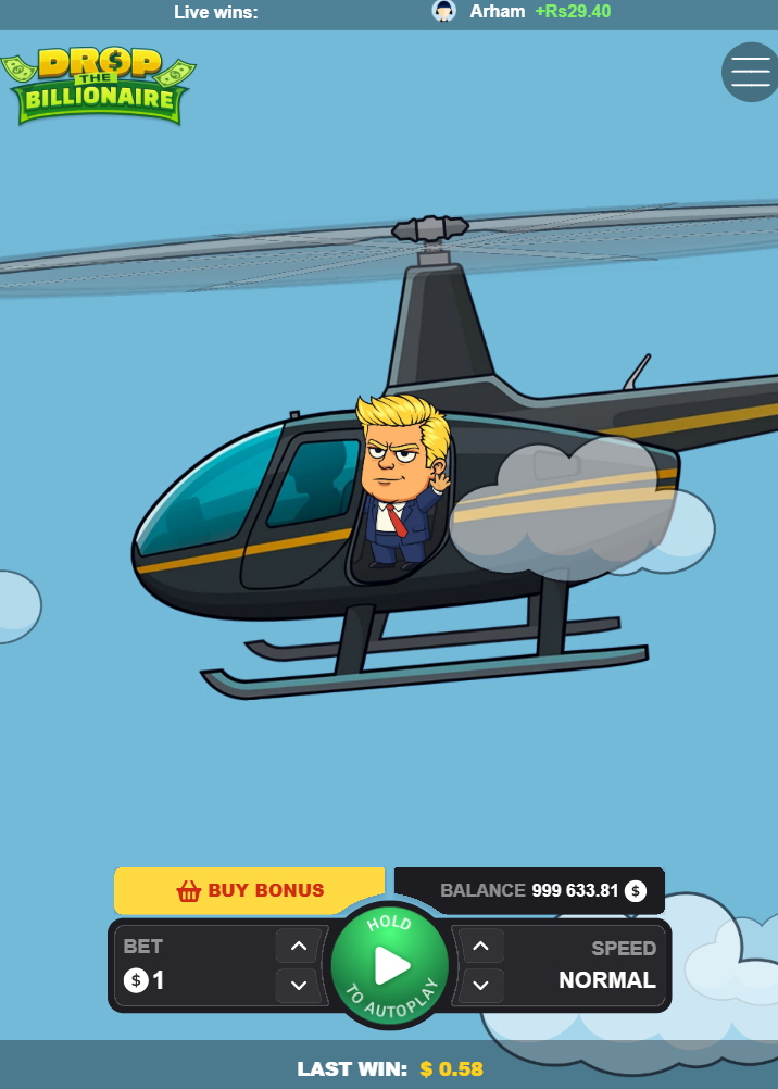 Drop The Billionaire su smartphone con il pulsante Buy Bonus